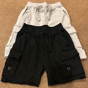 Mish Boys Two Pairs of Raw Hem Cargo Shorts Black and Gray Raw Hem Size 5